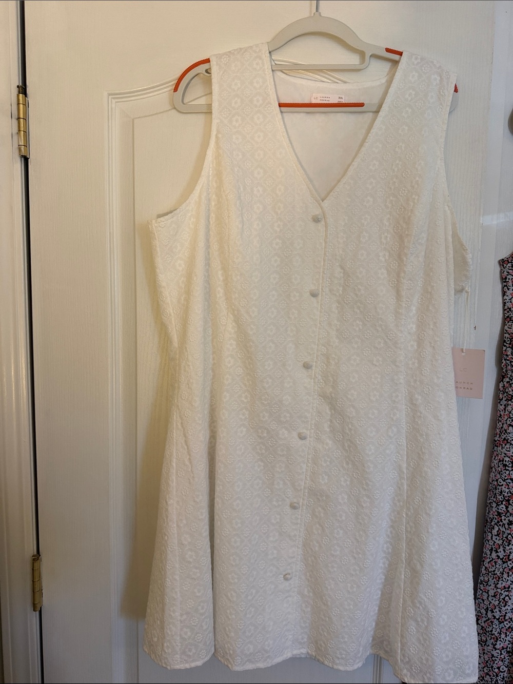 LC Lauren Conrad White Eyelet Sleeveless Button-Front Dress Size XXL NWT